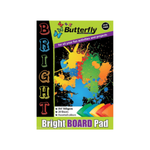 Butterfly Bright Board Pad A4 Size 160gsm - Assorted Colours 20 Sheets