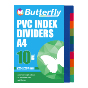 Butterfly A4 File Dividers PVC 140Micron 10 Tab