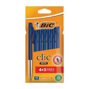 BIC Clic Medium Pens 4+3 BLUE