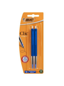 BIC Clic Blue Ballpoint Pens 2 Pack