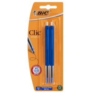 BIC Clic Blue Ballpoint Pens 2 Pack