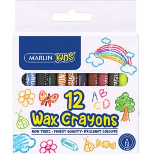 Marlin Kids Wax Crayons 8mm 12’s