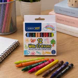 Marlin Kids Wax Crayons 8mm 12’s