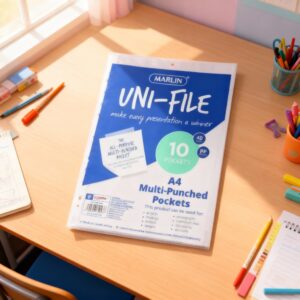 Marlin Multi-Punched A4 Pockets – 10 Pack