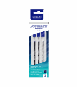 Marlin JOYMATE Ballpoint Pens, Medium Point-1.0mm, Blue Ink - 3 pcs
