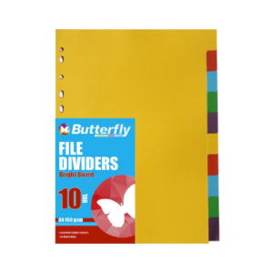 Butterfly A4 File Dividers Bright Board - 10 Tab (Pack Of 10)