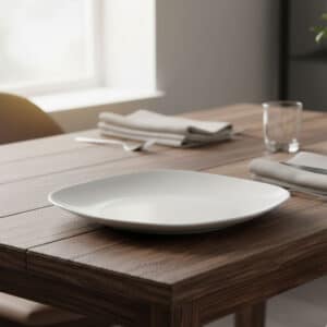 25cm White Square Dinner Plate – Durable Ceramic Tableware