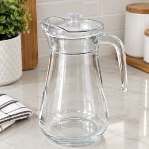 Glass Beverage Jug 1.3L – Ideal for Water, Juice & Cold Drinks, With Lid