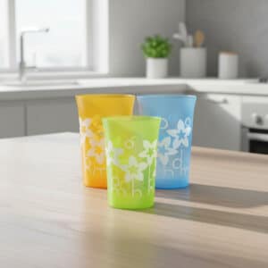 Plastic Cup with Flower Print – Colourful Drinkware for Kids & Home