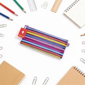 Striped Nylon Pencil Case for Boys & Girls