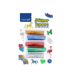 Marlin Kids Glitter  7g each, 5’s (Blue, Green, Red, Gold & Silver) Blister Card