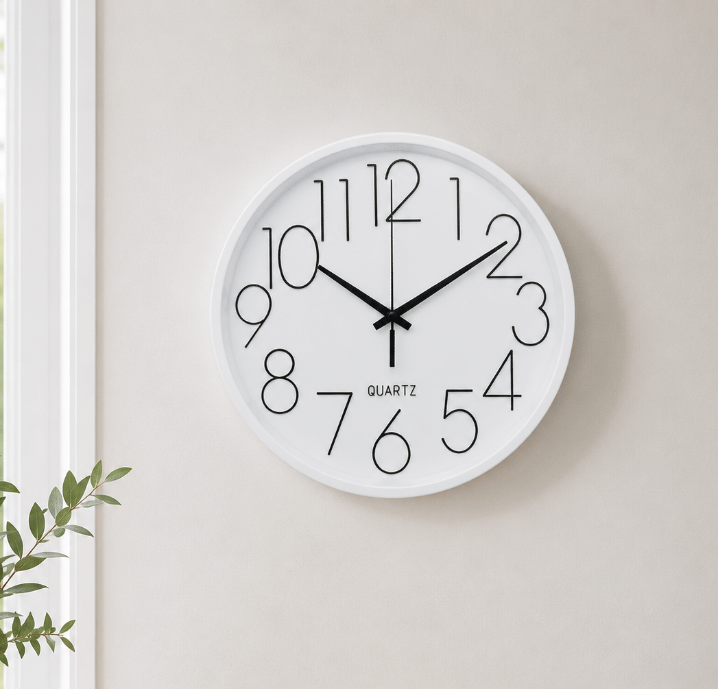 Wall Clock 25 × 25 cm Round – Modern Quartz Wall Clock