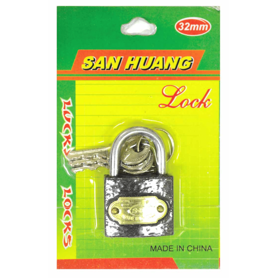 San Huang 32mm Padlock – Heavy-Duty Security Lock for Gates, Doors & Lockers