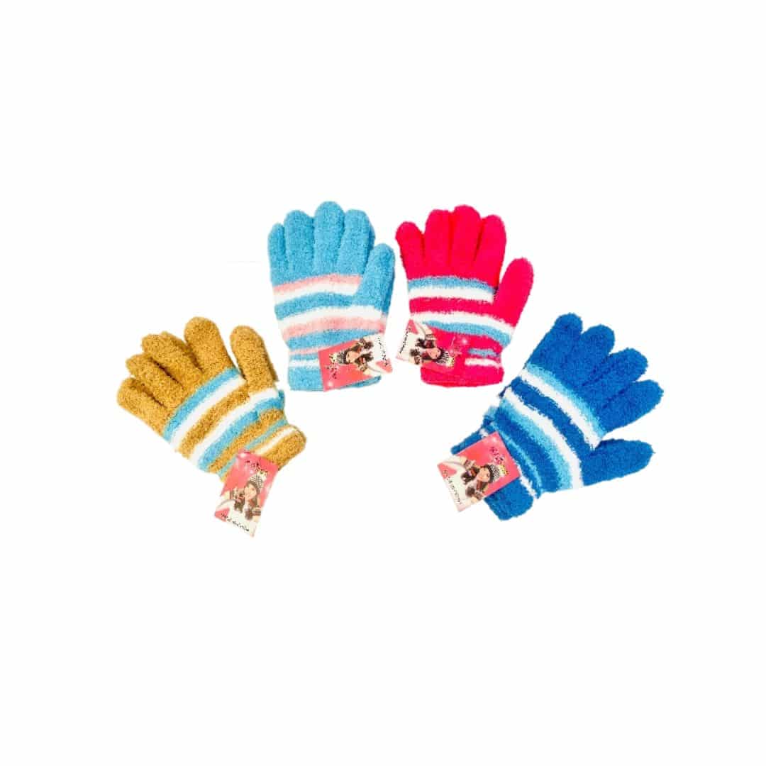 Ladies Gloves Stripe Velour