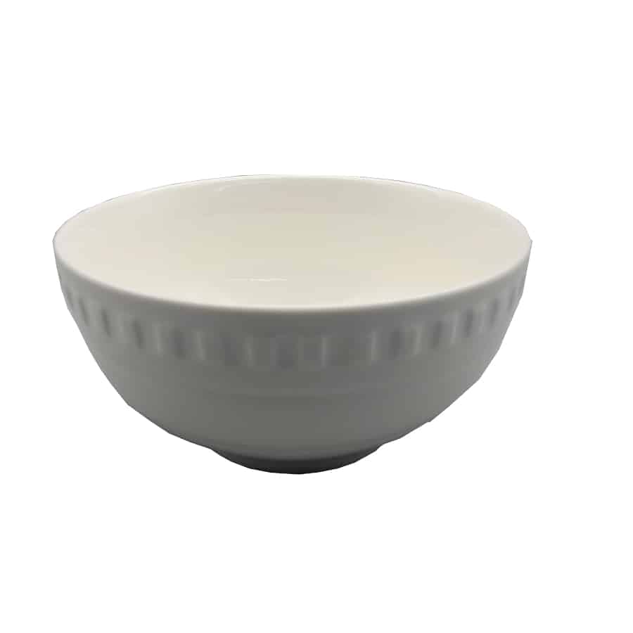 White Embossed Ceramic Bowl – Stylish Soup & Serving Bowl