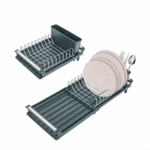 Adjustable Dish Rack Black – Space-Saving Kitchen Organizer