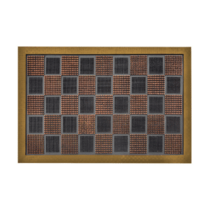 Door Mat Rubber High Low Pin Silver & Gold 40x60cm