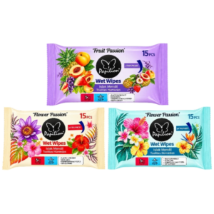 Pocket Wet Wipes Flower Passion 15 Sheets – Portable, Refreshing Floral Scented Wipes