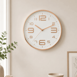 Wall Clock Round 30 cm – Rose Gold Modern Quartz Wall Clock