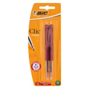 BIC Red Clic Ballpoint Pen 2 Pack