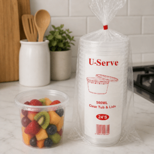 U-Serve Clear Tub & Lids 500ml-24s