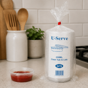 U-Serve Clear Tub & Lids 250ml-24s