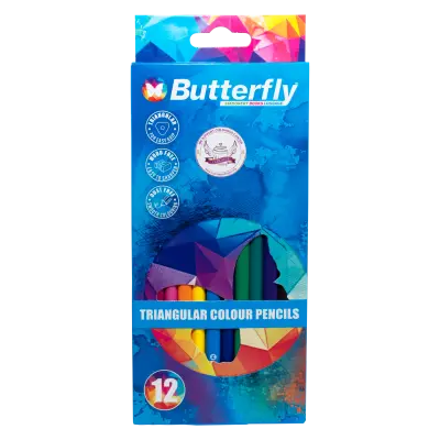 Butterfly Triangle Pencil Colour Crayons Woodfree 12pc