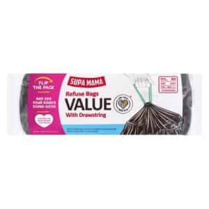 Supa Mama Value Refuse Bags With Drawstring 750mm x 900mm 20 Pack
