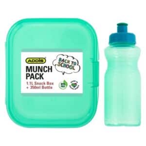 Addis Munch Pack Lunch Box & Bottle Set – 1.1L Snack Box + 350ml Bottle