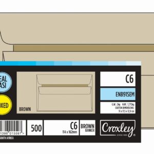 CROXLEY JD91SEM C6 Brown Seal Easi Envelopes – Unbanded 500's