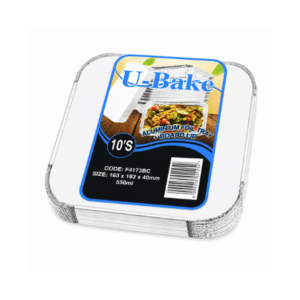 U-Bake Aluminium Foil Tray with Board Lid 10's – 550ml