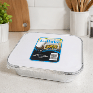 U-Bake Aluminium Foil Tray with Board Lid 5's – 2200ml