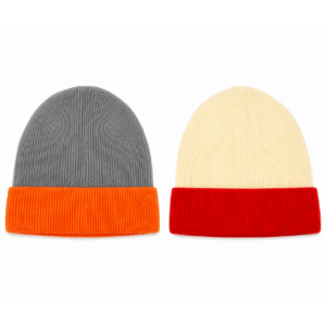 Two-Tone Ribbed Knit Beanie