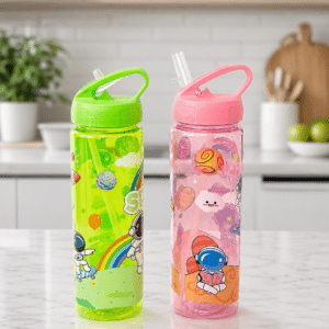 Space-Themed Water Bottle with Straw 700ml