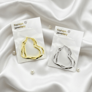 Earring Heart Shaped Gold & Silver