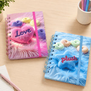 A6 Plush Spiral Diary Book with Elastic Closure 60pgs