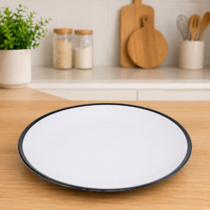 Dinner Plate – White with Black Rim