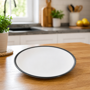 Side Plate – Elegant White with Black Rim