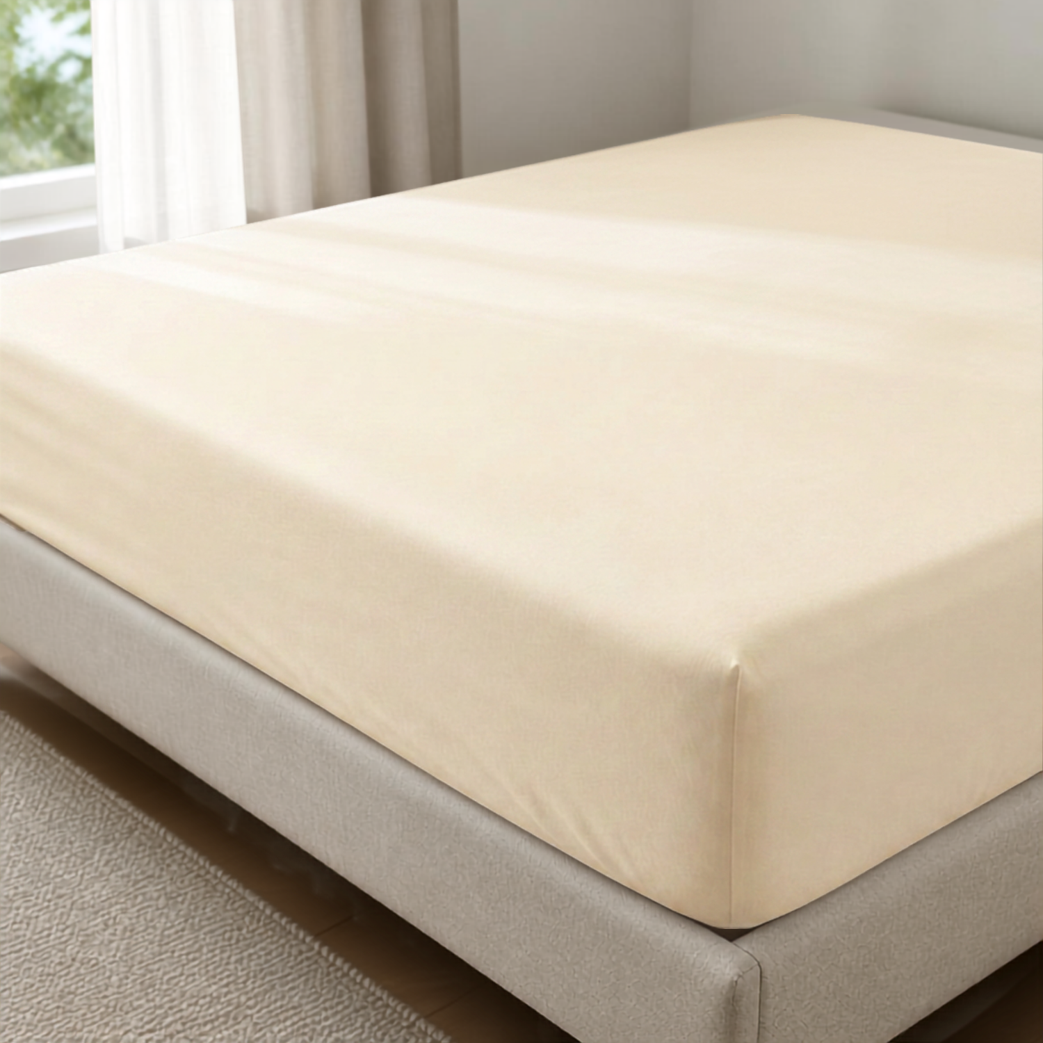 Tela Milano Fitted Sheet Microfibre Queen Cream