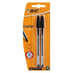 Bic Crystal Ball Point Pens Xtra Life Black 2PK
