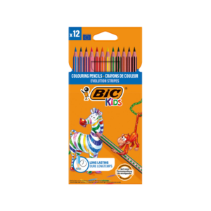 BIC Kids Evolution Stripes Colouring Pencils  12-Pack