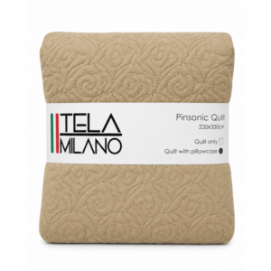 Tela Milano 3 Piece Microfibre Quilt 220x200 Taupe