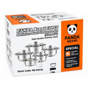 10pc Pot Set With Glass Lid