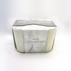 White Embossed 4Pc Mug Set - A5 Cash and Carry