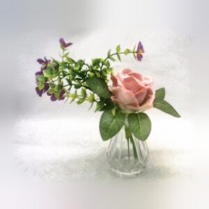 Artificial Flowers- Rose Glass- Potted - A5 Cash and Carry
