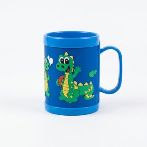 PLASTIC CUP WITH HANDLE MIX DESIGN 8 X 9CM 320ML